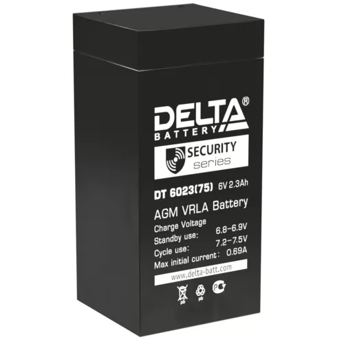Аккумулятор Delta DT 6023 (75мм)